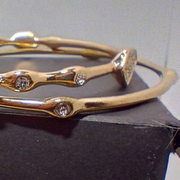 Two Gold Tone Rhinestone Bracelets - Picture 3 of 4